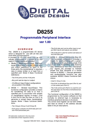 D8255 datasheet - Programmable Peripheral Interface