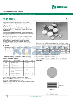 15KP66CA datasheet - Silicon Avalanche Diodes - Unpackaged High Power Transient Voltage Suppressors