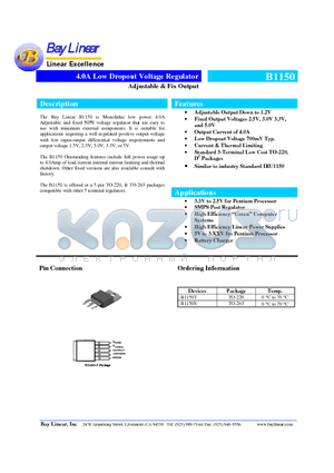 B1150S datasheet - 4.0A Low Dropout Voltage Regulator