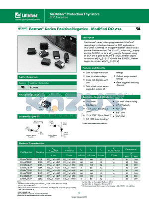B1160CALRP datasheet - The Battrax^ series offers programmable SIDACtor^ overvoltage protection devices