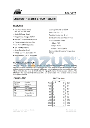 EN27C01090JI datasheet - EN27C010 1Megabit EPROM (128K x 8)
