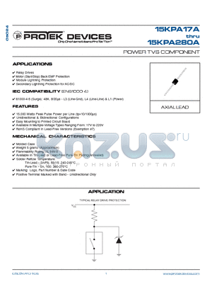 15KPA120A datasheet - POWER TVS COMPONENT