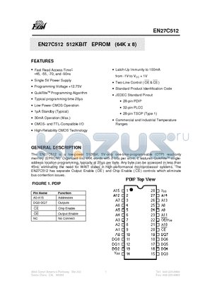 EN27C51245P datasheet - 512KBIT EPROM (64K x 8)