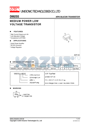 D882SS-X-AE3-R datasheet - MEDIUM POWER LOW VOLTAGE TRANSISTOR