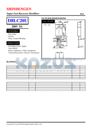 D8LC20 datasheet - Super Fast Recovery Rectifiers(200V 8A)
