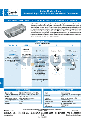 790-041PJ25P2M datasheet - Right Angle Printed Circuit Board Connectors