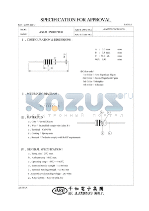 AA0307100KL datasheet - AXIAL INDUCTOR