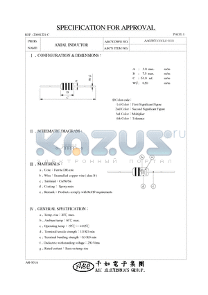 AA0307101KL datasheet - AXIAL INDUCTOR