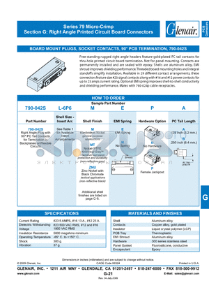 790-042S-L6P6MTN datasheet - Right Angle Printed Circuit Board Connectors