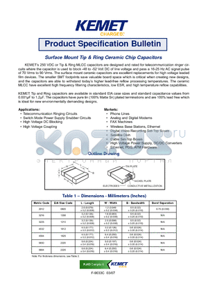 C0805C101KARAC datasheet - Surface Mount Tip & Ring Ceramic Chip Capacitors