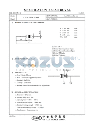 AA0410120KL datasheet - AXIAL INDUCTOR