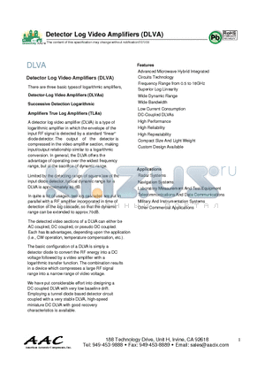 DA-1218S42TA datasheet - Detector Log Video Amplifiers (DLVA)