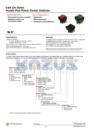 CN22J1RS215Q7 datasheet - Double Pole Power Rocker Switches