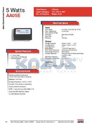 AA05E datasheet - 5 Watts