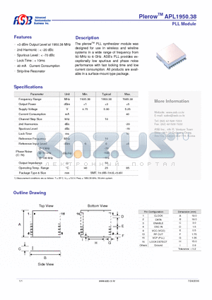 APL1950.38 datasheet - PLL Module