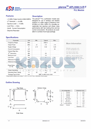 APL2062.5-RT datasheet - PLL Module