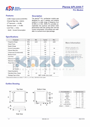 APL2255-T datasheet - PLL Module