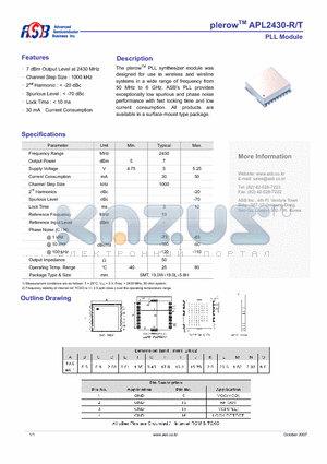 APL2430-RT datasheet - PLL Module