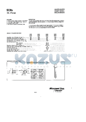 AA101 datasheet - SCRs .5 A, Planar