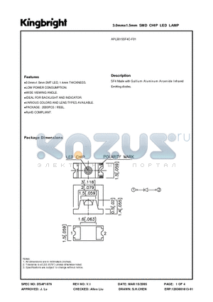 APL3015SF4C-F01 datasheet - 3.0mmx1.5mm SMD CHIP LED LAMP