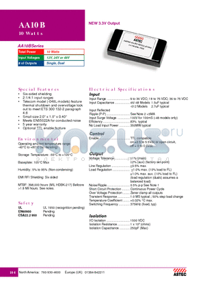 AA10B-012L-150D datasheet - 10 Watts(NEW 3.3V Output)