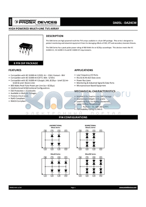 DA05M datasheet - High powered multi-line tvs array