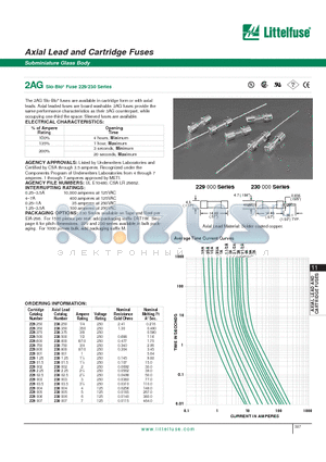 230003 datasheet - 2AG Slo-Blo Fuse