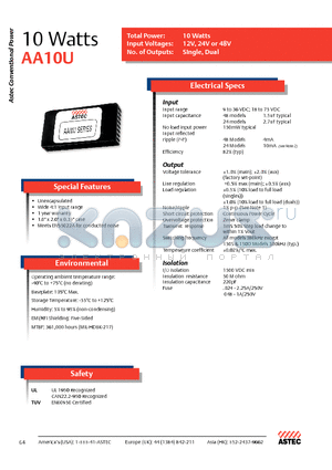 AA10U-048L-050D datasheet - 10 Watts AA10U