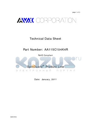 AA115C104K4R datasheet - SpinGuard Product Line