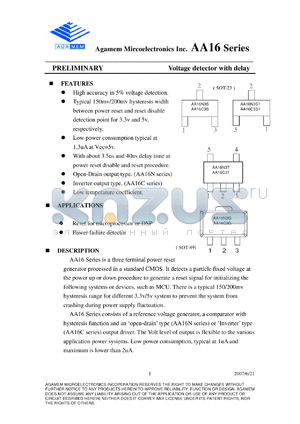 AA16 datasheet - Voltage detector with delay