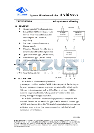 AA16N5S1 datasheet - Voltage detector with delay