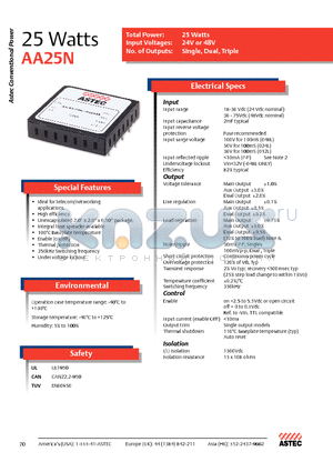 AA25N-048L-050T120 datasheet - 25 Watts