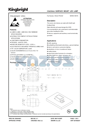 AA3021PR4S-Z datasheet - 3.0x2.0mm SURFACE MOUNT LED LAMP
