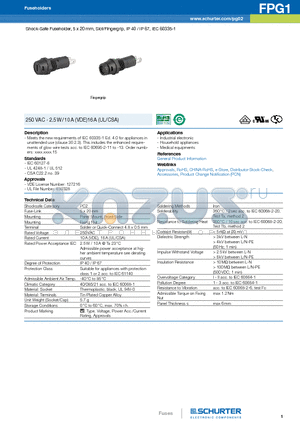 3101.0210 datasheet - Shock-Safe Fuseholder, 5 x 20 mm, Slot/Fingergrip, IP 40 / IP 67, IEC 60335-1