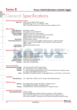 B12AV-GH datasheet - General Specifications