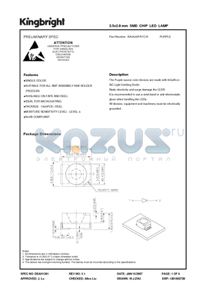 AA3528PR7C/A datasheet - 3.5x2.8 mm SMD CHIP LED LAMP