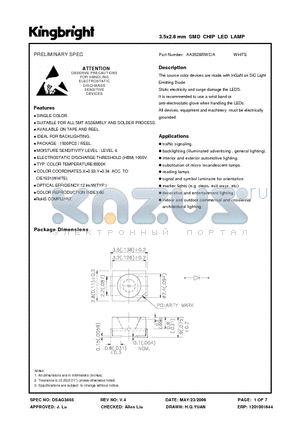 AA3528RWC datasheet - 3.5x2.8 mm SMD CHIP LED LAMP