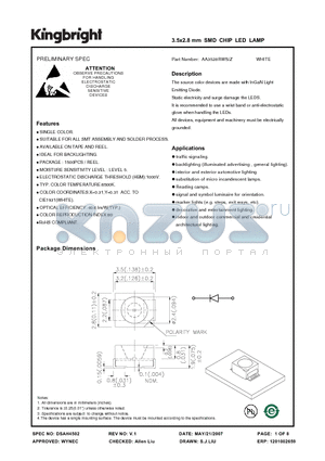 AA3528RWS/Z datasheet - 3.5x2.8 mm SMD CHIP LED LAMP
