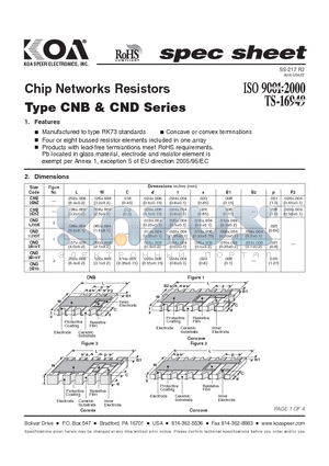 CNB1J10KTTD datasheet - Chip Networks Resistors