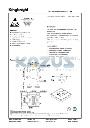AA3535SYL1Z1S datasheet - 3.5x3.5 mm SMD CHIP LED LAMP