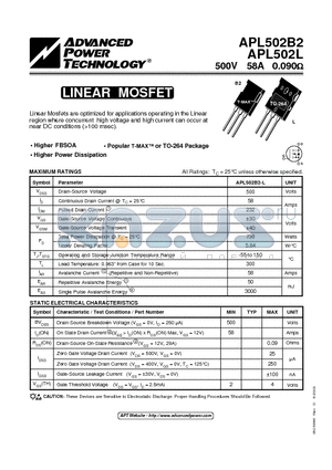 APL502B2 datasheet - LINEAR MOSFET