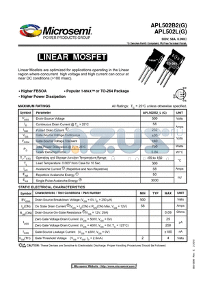 APL502L datasheet - LINEAR MOSFET