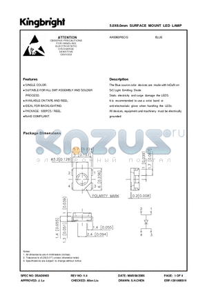 AA5060PBC/G datasheet - 5.0X6.0mm SURFACE MOUNT LED LAMP