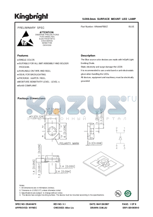 AA5060PBS-Z datasheet - 5.0X6.0mm SURFACE MOUNT LED LAMP