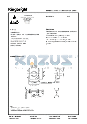 AA5060PBC/H datasheet - 5.0X6.0mm SURFACE MOUNT LED LAMP