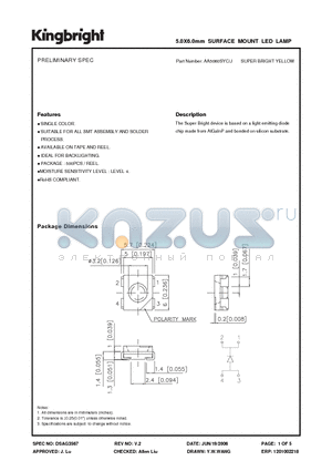 AA5060SYC/J datasheet - 5.0X6.0mm SURFACE MOUNT LED LAMP