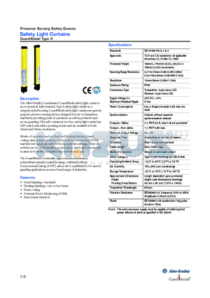 440L-AGWS0320 datasheet - Safety Light Curtains