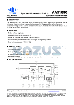 AA51890A datasheet - SERVO MOTOR CONTROLLER