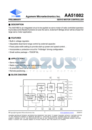 AA51882A datasheet - SERVO MOTOR CONTROLLER