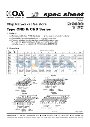 CND1J9ZTTD datasheet - Chip Networks Resistors